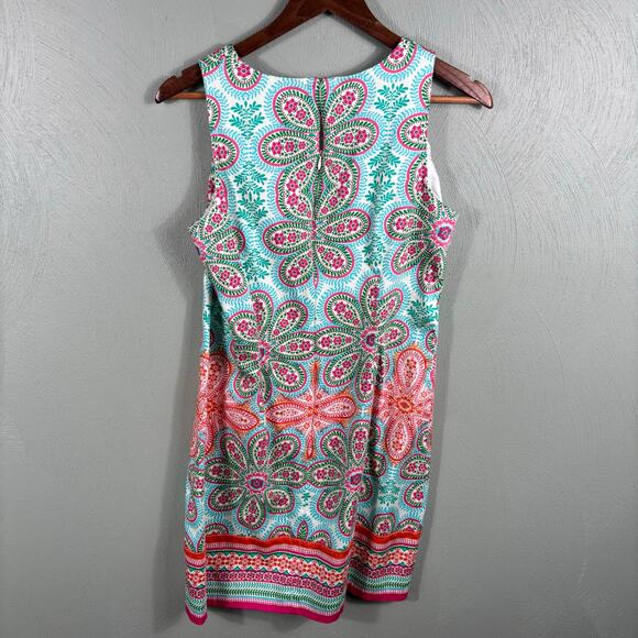 London Style Women's Size 8 Multicolor Festive Floral Paisley Sleeveless Dress - Picture 9 of 11